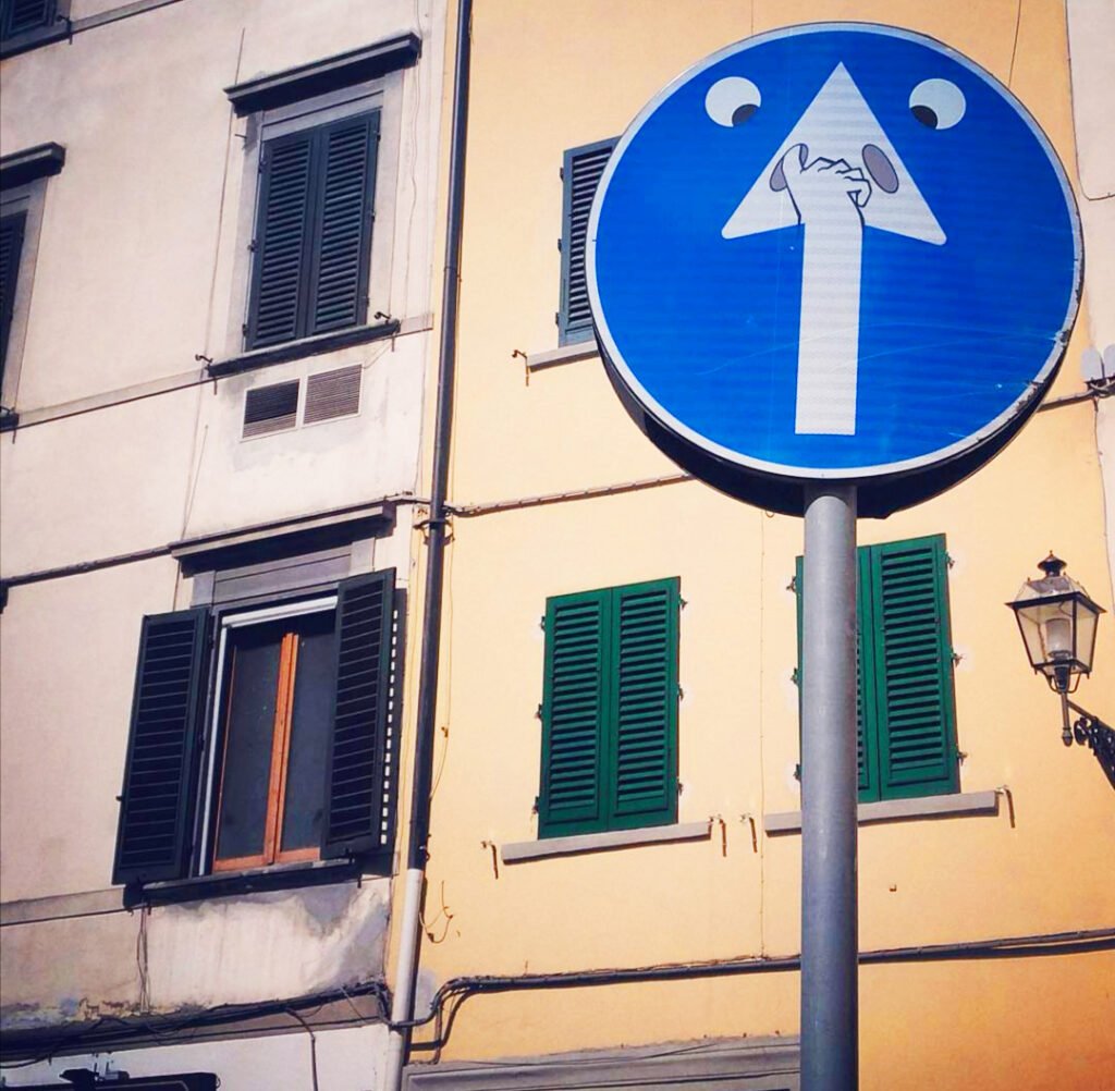 Clet Abraham's street sign in Florence