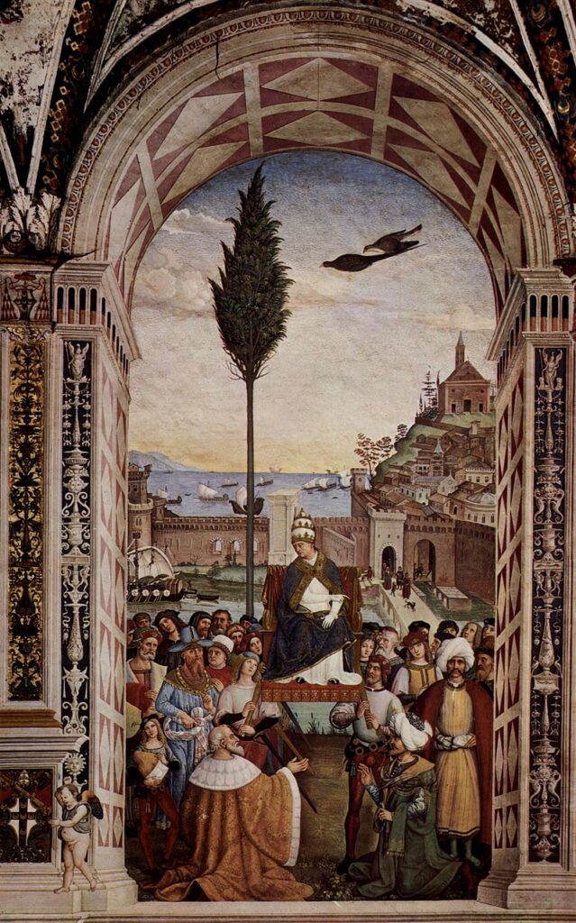 Pinturicchio, Pius II in Ancona, Piccolomini Library, Siena.